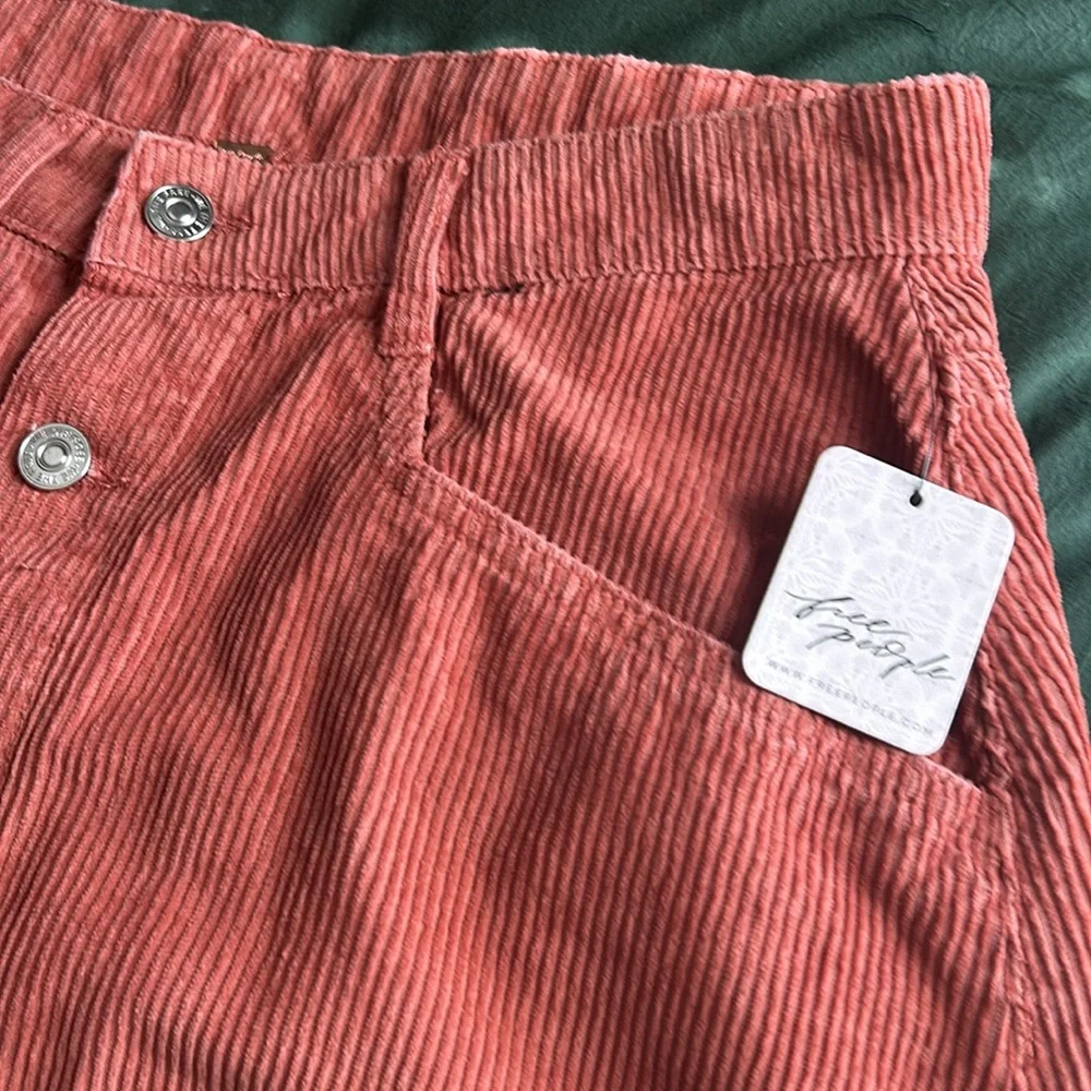 Free People Ray High Rise Corduroy Mini Skirt Terra Cotta NEW Size 6